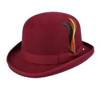 Classic English Wool Bowler Hat, Authentic English Wool Bowler Hat - Formal Round Crown Derby Hat with Curved Brim, Formal Derby Hat with Curved Brim and Round Crown (UK, Alpha, XL, Standard, Wine)