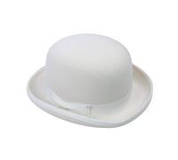 Classic English Wool Bowler Hat, Authentic English Wool Bowler Hat - Formal Round Crown Derby Hat with Curved Brim, Formal Derby Hat with Curved Brim and Round Crown (UK, Alpha, L, Standard, White)
