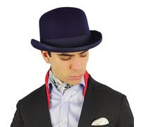 Classic English Wool Bowler Hat, Authentic Round Crown Derby Hat with Curved Brim, Formal Wool Felt Derby Hat for Men & Women, Vintage British Style