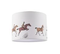 Classic Equestrian Themed Cotton Drum Lamp Shade with Inner Fabric Lining |18cm x 25cm | Perfect for Horse Lovers by Happy Homewares