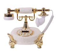 Classic European Retro landline Yellow White Jade Creative Retro Style Vintage Fixed Telephone Phone Classic Home Phone, a Variety of Colors and Styles to choos (White C)
