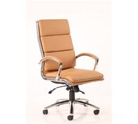 dynamic Synchro Tilt Executive Chair with Armrest and Adjustable Seat High Back Classic Bonded Leather Tan