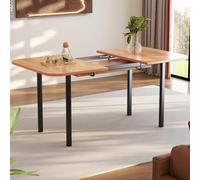 Classic Extendable Dining Table for 4-6 People High-Strength Alloy Support Rectangular Kitchen & Dining Room Table Natural Wood Color Size 120-160x80x75 cm.