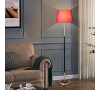 Classic Fabric Shade Floor Lamp - Rustproof Iron Standing Light with Foot Switch - Modern Table Lamp for Living Room, Bedroom, Office