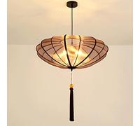 Classic Fabric Shade Lantern Pendant Light Antique Chinese Iron Art lamp Stand Ceiling Hanging Light Fixture E27 3- Light Chandelier Suitable for Living Room Dining Room