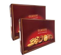 Classic Fabulous Chocolatey Biscuit Assorted Milk White and Dark Chocolate Coated Biscuits Box with 10 Delicious Biscuits (pack of 2)
