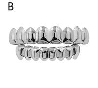 Classic Fashion 6/6 Teeth HipHop Denture Set Decor Braces Dental Grills for Men Silvery
