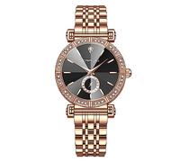 Classic Fashion Women's Rhinestone Diamond Wrist Watches Stainless Steel Japanese Quartz Movement Analog Dress Watches for Women Waterproof Casual Lady Wrist Watches, rose black, Quartz Movement