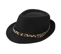 Classic Fedora Trilby Hat for Men & Women Vintage Short Brim Panama Jazz Cap Roll-Up Short Brim Jazz Hats Gentlemen Winter Bowler Hat Gangster Style Headwear, 56-58cm Black