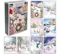 Classic Festive Snowy Scenes Premium Box of 24 Assorted Christmas Cards - 3 Each of 8 Designs - Great British Card Company (SNOWY CHRISTMAS)
