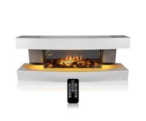 Classic Fire Montreal 2000W Electric Fireplace with Heater and Fireplace Decorative LED Fireplace with Adjustable Thermostat with Remote Control 120 x 30 x 45.7 cm White