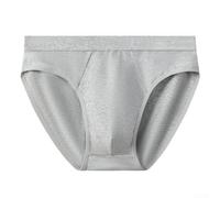 Classic Fit Men's Briefs with Cotton Blend Fabric, Contoured Pouch, and Seamless Edge Design for Discreet Layering (XL Light Grey)