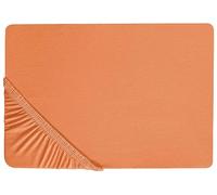 Classic Fitted Sheet Cotton 160 x 200 cm Solid Pattern Elastic Edging Orange Janbu