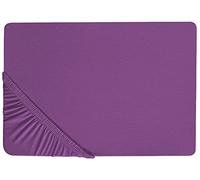 Classic Fitted Sheet Cotton 160 x 200 cm Solid Pattern Elastic Edging Purple Janbu