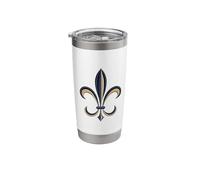 Classic Fleur de Lis Blue and Gold Emblem Stainless Steel Insulated Tumbler