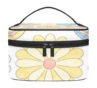 Classic Floral Joy Portable Makeup Bag for Women, Lightweight Travel Cosmetic Organizer with Multiple Pockets