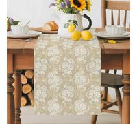 Classic Flower Retro Linen Table Runner 72 Inches Long,Table Runners Kitchen Dining Tables Decoration for Home Party Decor, Luxurious Floral Leaves Tables Runner Wedding Dresser Scarf