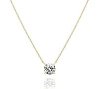 Classic Four-Claw Setting Diamond Statement Necklace for Women - 8mm Sparkling Center Stone on Polished Copper Chain - Timeless Luxury Jewelry