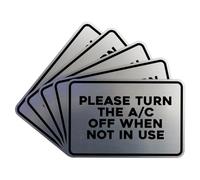Classic Framed Please Turn the A/C Off When Not In Use Door or Wall Sign | Eco-Friendly Home Sign (Brushed Silver) - Small (5 Pack)