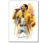 Classic Freddie Mercury Watercolor A4 Art Print, Yellow Jacket, Music Legend Poster, Splash Art Wall Decor