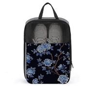 Classic French Blue Floral Pattern Shoe Bag for Travel Daily Use Anti-dust Storage Carrier Golf Shoe Pouch