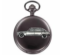 Classic French car 16 ref206 Pewter Effect Design on a Polished Black case Men's Gift Quartz Pocket Watch fob