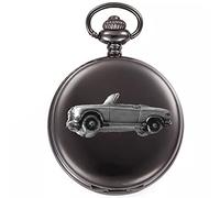 Classic French car 204 Cabrio ref178 Pewter Effect Design on a Polished Black case Men's Gift Quartz Pocket Watch fob