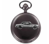 Classic French car 404 Coupe ref176 Pewter Effect Design on a Polished Black case Men's Gift Quartz Pocket Watch fob