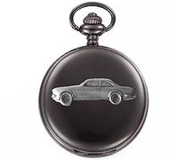 Classic French car 504 Coupe ref181 Pewter Effect Design on a Polished Black case Men's Gift Quartz Pocket Watch fob