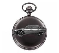 Classic French car BX ref46 Pewter Effect Design on a Polished Black case Men's Gift Quartz Pocket Watch fob