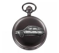 Classic French car CX ref45 Pewter Effect Design on a Polished Black case Men's Gift Quartz Pocket Watch fob