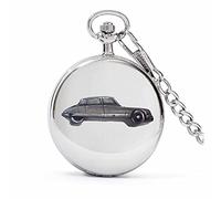 Classic French car DS2 (Late Version) ref39 Pewter Effect Design on a Polished Silver case Men's Gift Quartz Pocket Watch fob