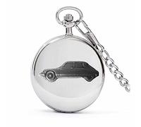 Classic French car pewter Effect DS2 Early Version ref38 Pewter Effect Design on a Polished Silver case Men's Gift Quartz Pocket Watch fob