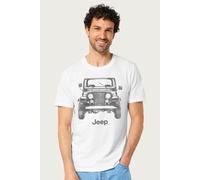 Classic Front View Route 66 T-Shirt Jeep White L