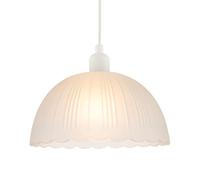 Classic Frosted White Pendant Shade with Fluted Edge and Etched Lines Happy Homewares White One Size