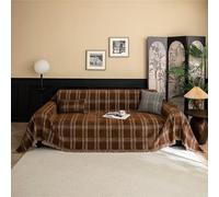 Classic Full Coverage Sofa Cover 2 Seater Blanket Multi Functional Couch Throw Large Size (180x180cm) Brown All Seasons Soft Plush Protector for Living Room