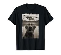 Classic Funny UFO and Labrador Retriever Selfie T-Shirt