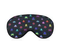 Classic Games Space Invaders Pattern Soft Sleep Mask with Adjustable Strap Eye Masks Cover Blocks Light for Women Men