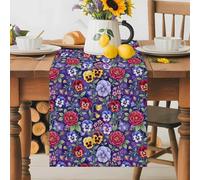 Classic Garden Flowers Roses Table Runner 72 Inches Long,Table Runners Kitchen Dining Tables Decoration for Home Party Decor, Red Purple Floral Tables Runner Wedding Dresser Scarf
