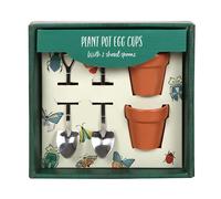 Classic Gardeners Egg Cups & Spoons - Plant Pot Egg Cups with Shovel Spoons - Set of 2