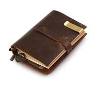 Classic Genuine Leather Notebook - 5.3" × 4" Refillable Pages Leather Journal - 100% Handmade & Personalized - Vintage Diary - Daily Use & Traveler's Notebook - Retro Journal Bound Notebook (Brown)