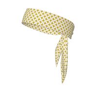 Classic Geometric Circles In Mustard And White, Head Tie, Sports Headband Tie Back, Multi Sweatband for Men Women