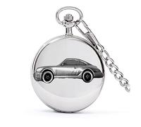 Classic German Sports car 911 Carrera ref193 Pewter Effect Design on a Polished Silver case Men's Gift Quartz Pocket Watch fob