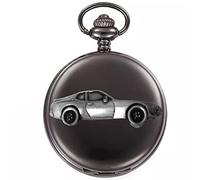 Classic German Sports car 944 ref190 Pewter Effect Design on a Polished Black case Men's Gift Quartz Pocket Watch fob