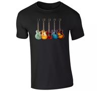 Classic Gibson 5 Guitar Graphic T-Shirt - Iconic Les Paul & SG Design for Music Lovers (UK, Alpha, XL, Regular, Regular, Black)