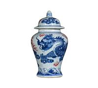 Classic Ginger Jar Ceramic Temple Jar with Lid Dragon Porcelain Vase Chinoiserie Storage Jar Decorative Jar Blue and White Ginger Vase(S)