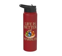 Classic Glass Marbles Design for Marble Lovers Stainless Steel Insulated Water Bottle