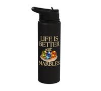 Classic Glass Marbles Design for Marble Lovers Stainless Steel Insulated Water Bottle