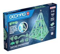 GEOMAG, Recycled Glow, Magnetic Constructions With Glow Effect, Magnetic Bars Glowing in the Dark, 142-Piece Pack, 100% Recycled Plastic