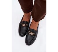 Classic Gold Detail Eco Leather Loafers For Everyday Style